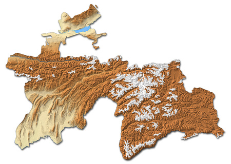 Relief map of Tajikistan with shaded relief.の写真素材