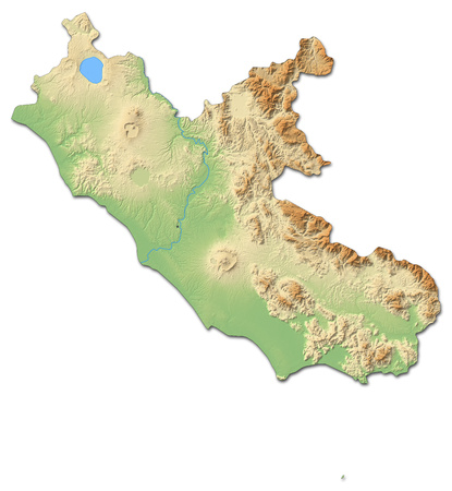 Relief map of Lazio, a province of Italy, with shaded relief.の写真素材