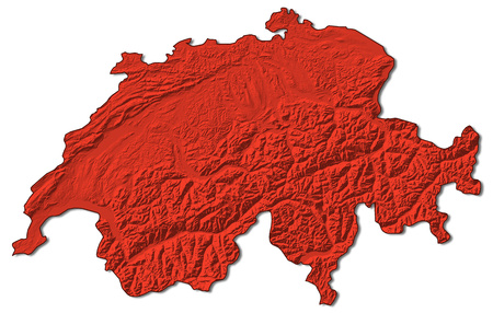 Relief map of Swizerland in red.の写真素材