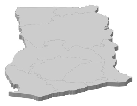 Map of Ghana as a gray piece.のイラスト素材