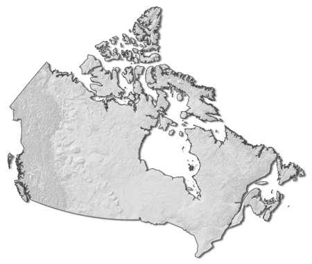 Relief map of Canada with shaded relief.の写真素材