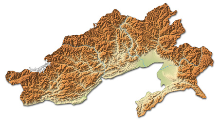 Relief map of Arunachal Pradesh, a province of India, with shaded relief.の写真素材
