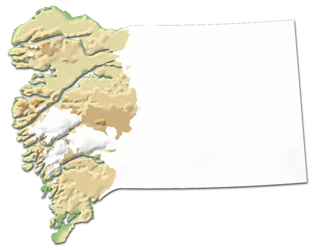 Relief map of Qeqqata, a province of Greenland, with shaded relief.の写真素材