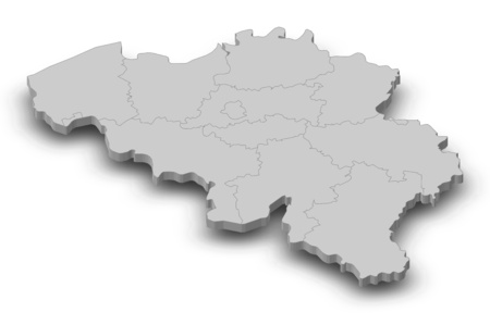 Map of Belgium as a gray piece with shadow.の写真素材