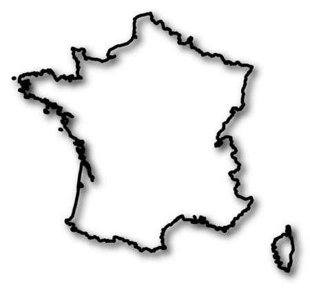 Map of France in a black contour line with Shadow.のイラスト素材