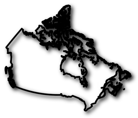 Map of Canada in a black contour line with Shadow.のイラスト素材
