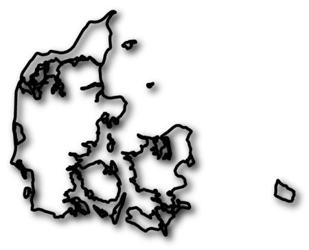 Map of Danmark in a black contour line with Shadow.のイラスト素材