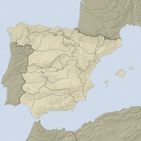 Relief map of Spain and nearbz countries.の写真素材