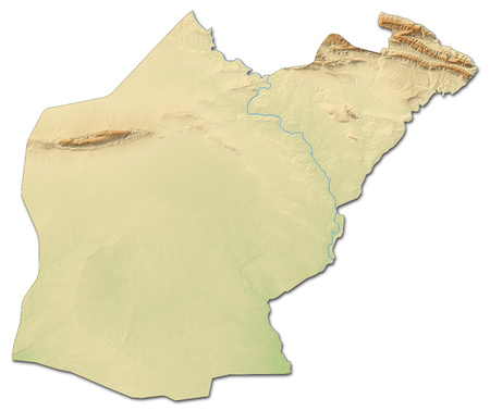 Relief map of Ninawa, a province of Iraq, with shaded relief.の写真素材