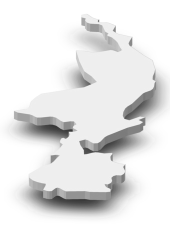 Map of Limburg, a province of Netherlands, as a gray piece with shadow.の写真素材