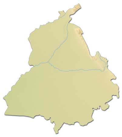 Relief map of Punjab, a province of India, with shaded relief.の写真素材