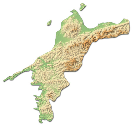 Relief map of Ehime, a province of Japan, with shaded relief.の写真素材