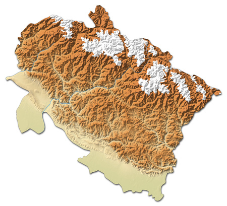 Relief map of Uttarakhand, a province of India, with shaded relief.の写真素材