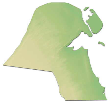 Relief map of Kuwait with shaded relief.の写真素材