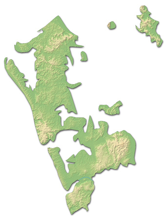 Relief map of Auckland, a province of New Zealand, with shaded relief.の写真素材