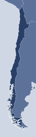 Map of Chile and nearby countries, Chile is highlighted.のイラスト素材