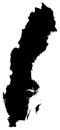 Map of Sweden in black.のイラスト素材