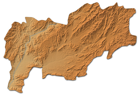 Relief map of Urozgan, a province of Afghanistan, with shaded relief.の写真素材