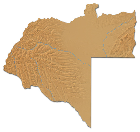 Relief map of Moxico, a province of Angola, with shaded relief.の写真素材