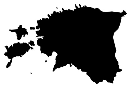 Map of Estonia in black.のイラスト素材