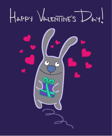 Hapy Valentine's day bunny Greeting card.のイラスト素材