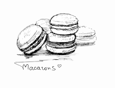 Macarons. Graphic sketch. Vector illustrationのイラスト素材