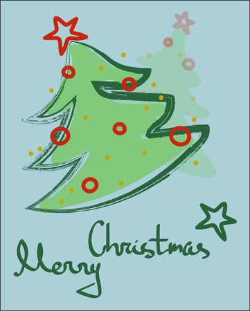 Christmas greeting card with a Christmas treeのイラスト素材