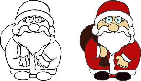 Santa Claus character. Line drawing templateのイラスト素材