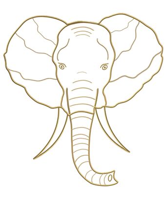 Drawing golden elephant head with tuskの写真素材