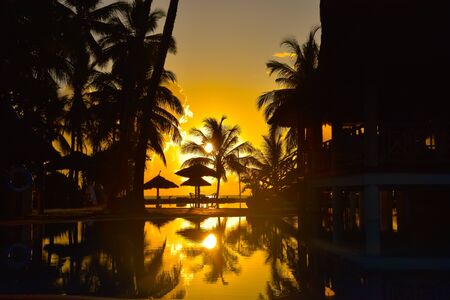 Sunset and sunsets on the beach in Kenyaの写真素材