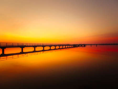 Sunrise, sunset at the Baltic Sea on the island of Ruegenの写真素材