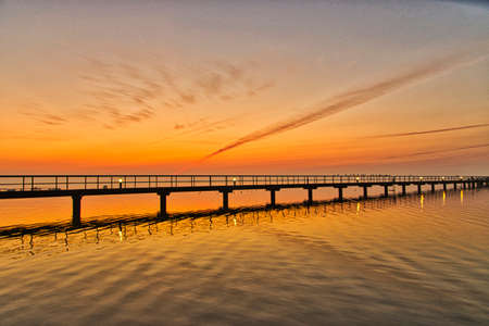 Sunrise, sunset at the Baltic Sea on the island of Ruegen