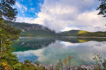 Beautiful mountain lakes in the Alps in Bavaria and Austriaの写真素材