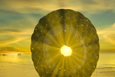 sunset on the beach in the evening, closeup of photo