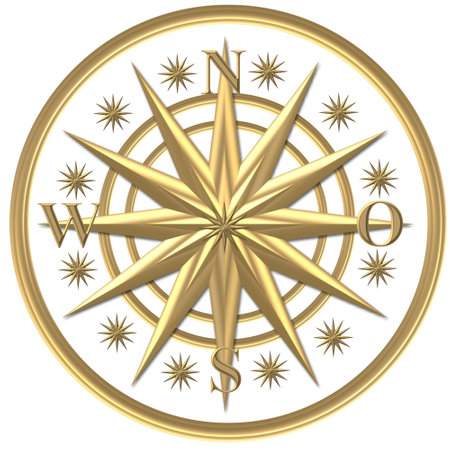 Golden Globe Compass Anchor Wind Rose Steering Wheel Sailing Shipの写真素材