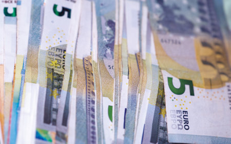 Euro banknotes money (EUR), currency of the European Union