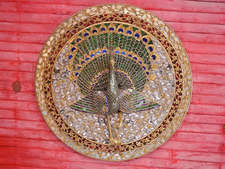 Peacock Antique Wood Carvingの写真素材