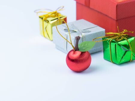 Closeup a group of colorful gift boxes for decoration in festival, new year, xmas or and etc,.の写真素材