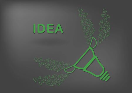 Creative idea background on black background. Green bulb light for innovation template.のイラスト素材
