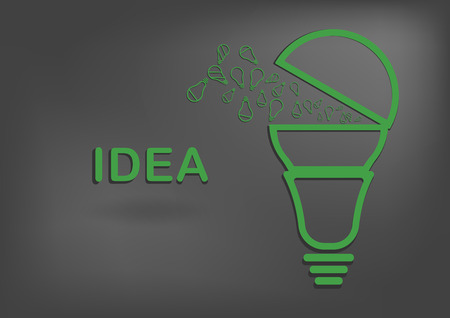 Creative idea background on black background. Green bulb light for innovation template.のイラスト素材
