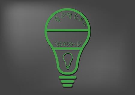 Green bulb lignt icon on black background with text space. Art template design for cover, presentation, brochure and etc.のイラスト素材