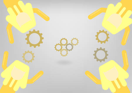 Human with pharaoh head. Gear wheel connection. Teamwork background of engineer.のイラスト素材