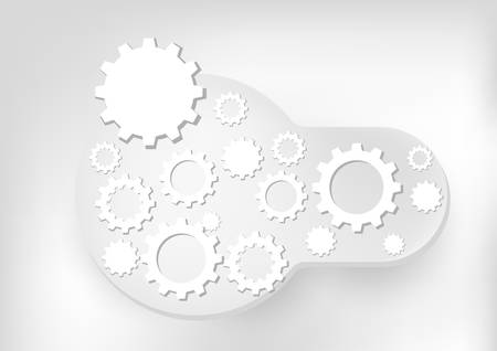 Vector abstract design, white gear wheel on white background. Technology template with grey color scene.のイラスト素材