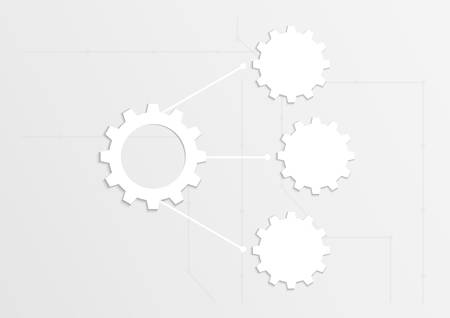 Vector abstract design, white gear wheel on white background. Technology template with grey color scene.のイラスト素材