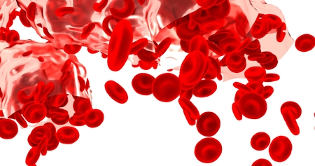 Group of red blood cells isolated on white background. 3D rendering.の写真素材