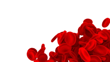 Group of red blood cells isolated on white background. 3D rendering.の写真素材