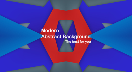 Abstract red and blue material design on grey background for cover, template, web banner and brochure. Copy space for text. Kaleidoscope design.のイラスト素材
