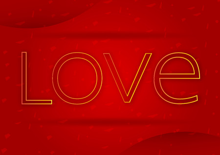 Golden typography text on red background in concept of Love for happy valentine.のイラスト素材