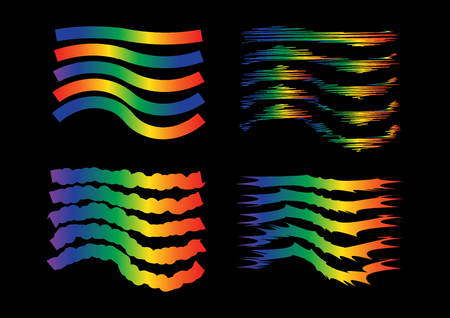 Abstract colorful wave isolated on black background. Special effects of equalize. のイラスト素材