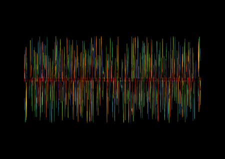 Abstract colorful wave isolated on black background. Special effects of equalize. のイラスト素材